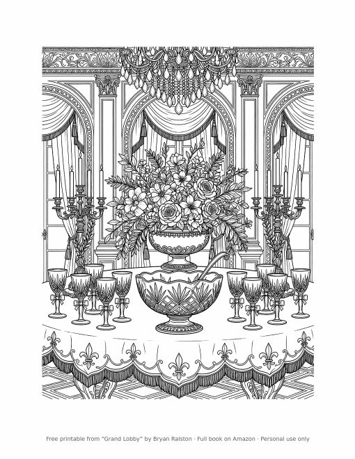 Sample coloring page from Grand Lobby