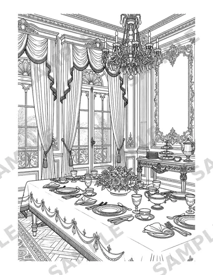 Sample page: an elegant hotel dining room set for tea