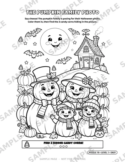 Sample page: pumpkin family I Spy scene